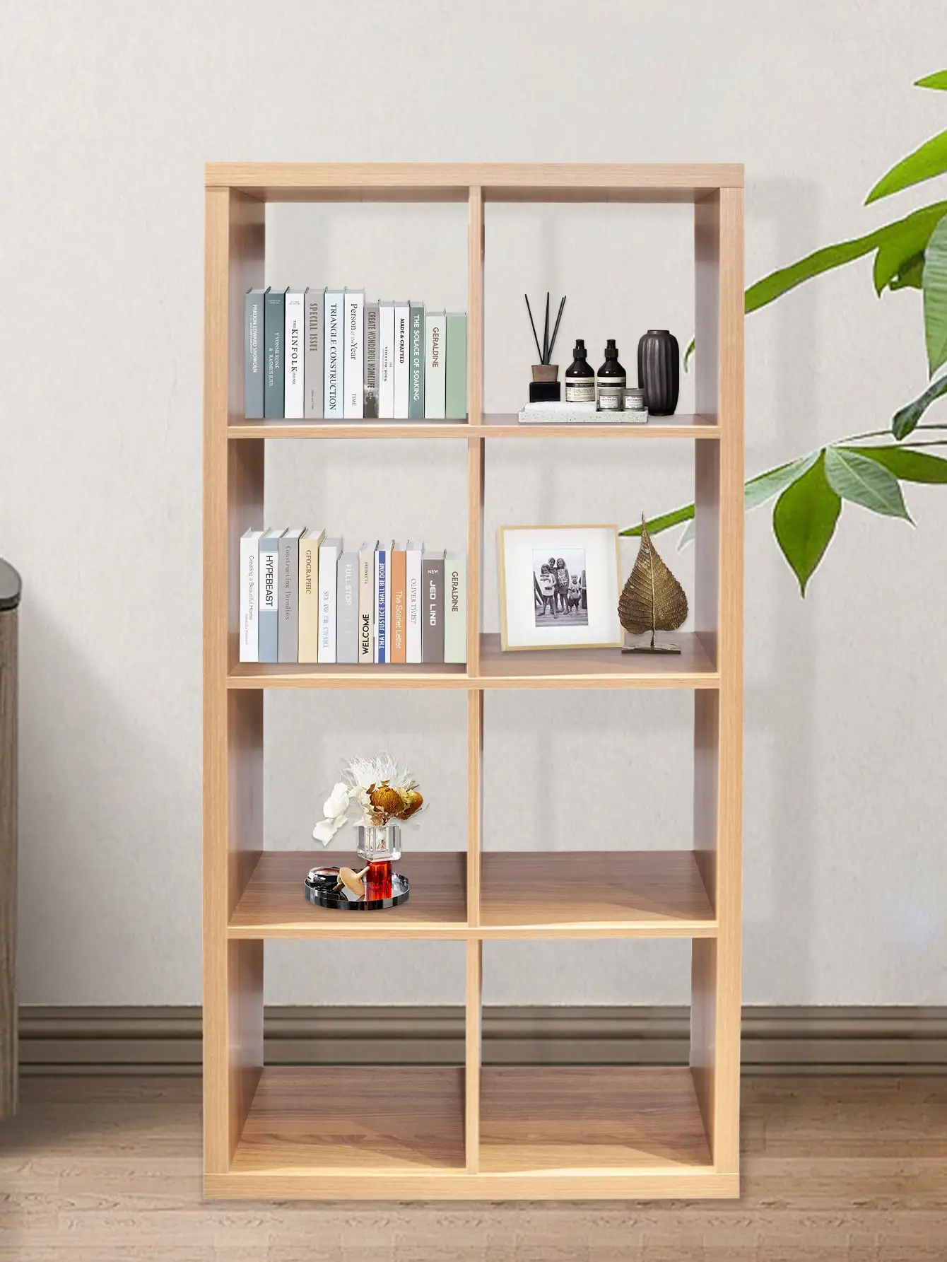 8 Cube Organizer Bookshelf Storage Cube Bookcase, Free Standing Cubby Bookcase Storage Cabinet