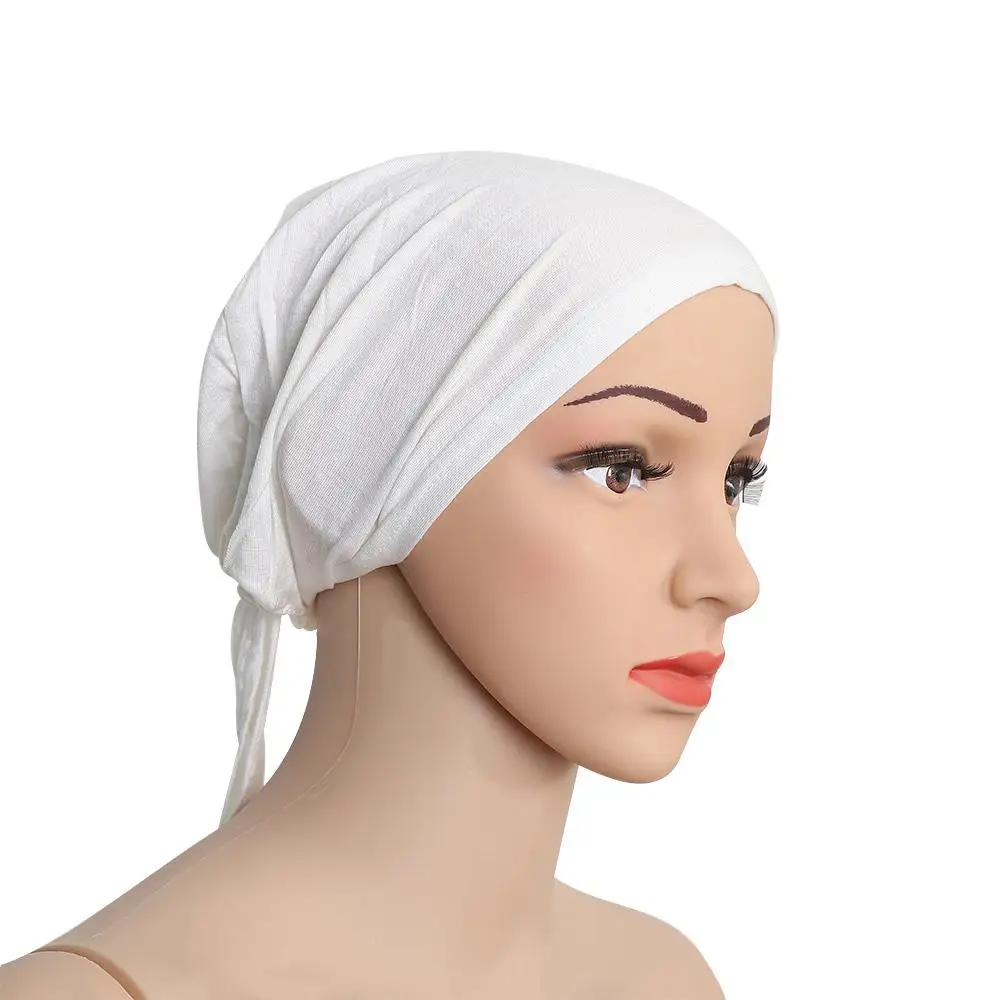 Breathable Elastic Headwear Beanie Cap Solid Underscarf Muslim Cap Women's Hijabs Inner Hijab Caps Islamic Hijab