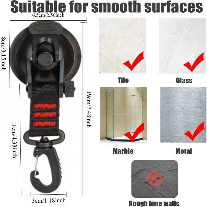 Heavy Duty Suction Cups with Hooks Vacuum Car Window Suckers Outdoor Camping Carabiner Organizer Home Outdoor Car Side Awning