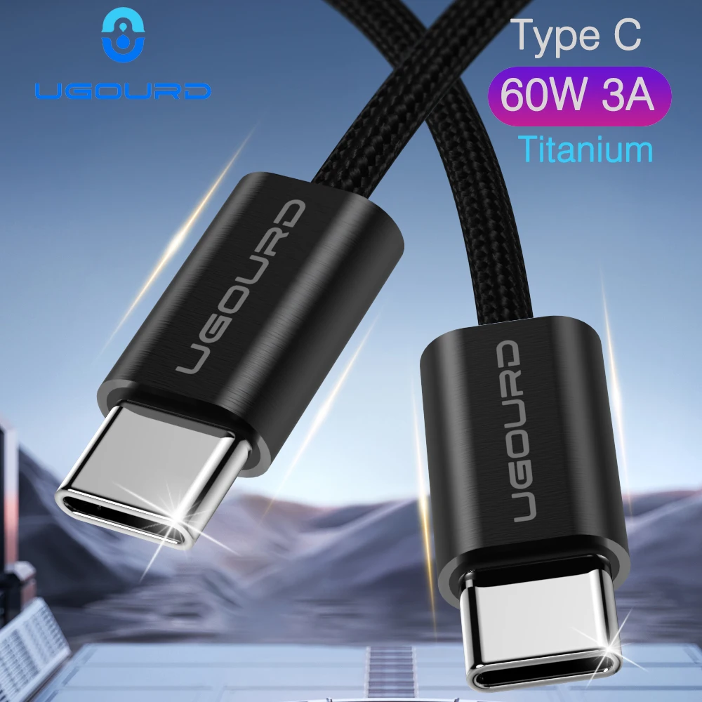 UGOURD USB-C ila USB-C 60W 3A kablo tipi C tipi C şarj kablosu titanyum alaşım hızlı şarj kablosu iPhone15 için Xiaomi Samsung