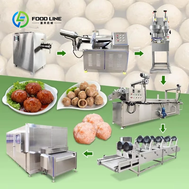 Meatball Former Customized Commercial Fishball Shrimp Vegetable Beef Meat Ball Foaming Boiling Making Line System Machine Set