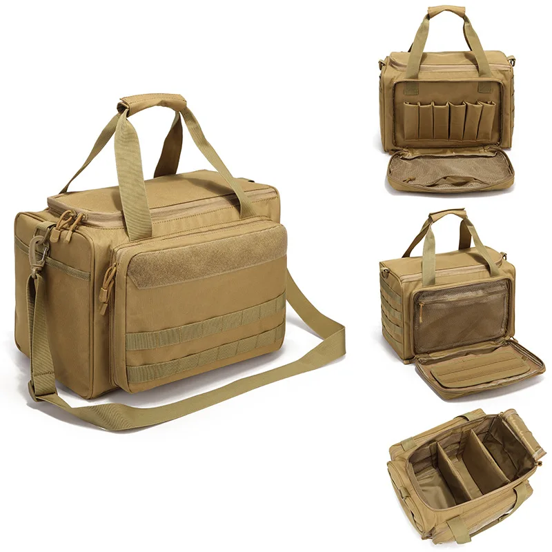 

Tactical Training Bag Molle System Hunting Accessory 600D Waterproof Gun Shooting Range Bag Khaki Tool Bag Camping