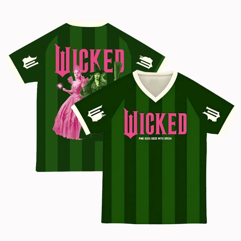 Men Women Wicked Musical Two-Sided Mesh V-Neck Jersey, Y2K Fantasy Broadway Streetwear, Oversized Sport Tee, Breathable Shirt