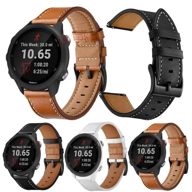 سوار من الجلد الأصلي للغارمين Garmin venu SQ Vivoactive 4 3 استبدال حزام من الجلد لسوار Garmin Venu 2 2S