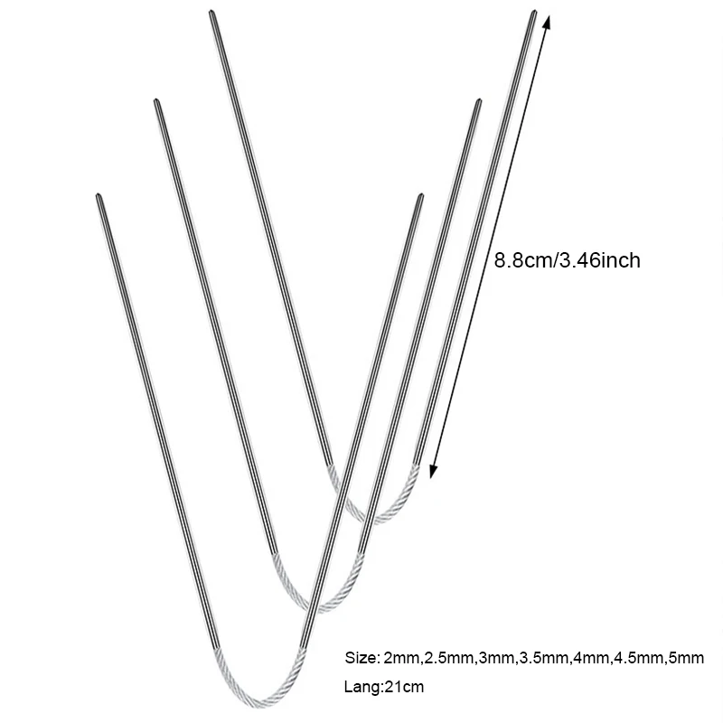 วงกลมชุดเข็มถักไหมพรม3Pcs ถัก Sticks สาย Circular เข็มถักชุดถักสำหรับทารกแขนถุงเท้าและขนาดเล็ก