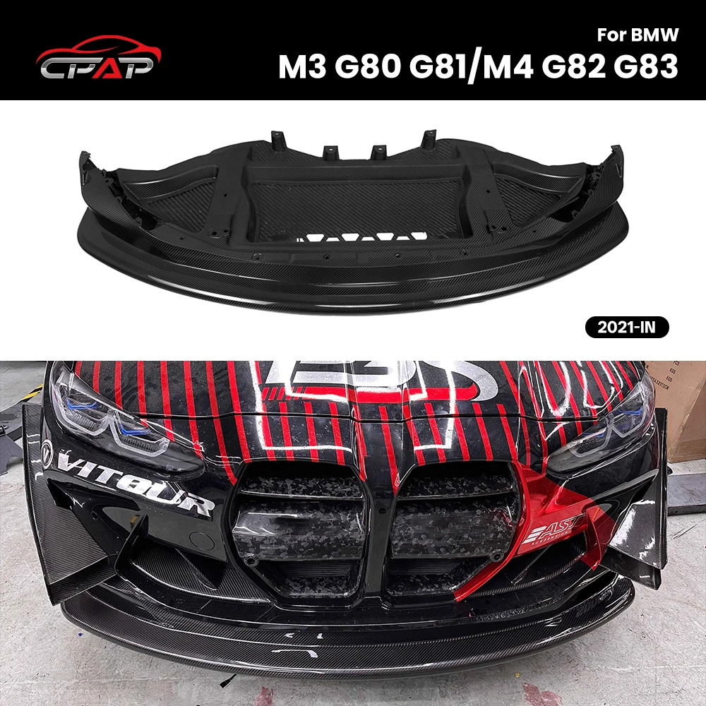 Real Dry Carbon Fiber Front Bumper Diffuser Lip Splitter for BMW M3 G80 G81 M4 G82 G83 GT4 Style 2021-IN