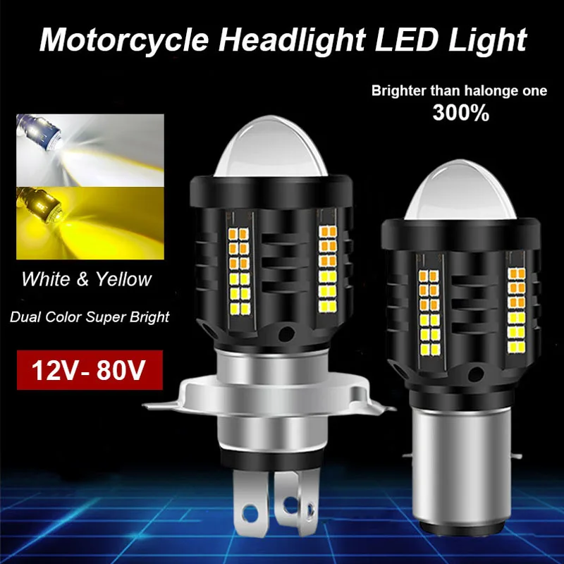1pcs P15D LED Motorcycle Headlights High Low Beams BA20D LED Bulb P15D LED Light Motorcycle Scooter Spotlight Signal Light White