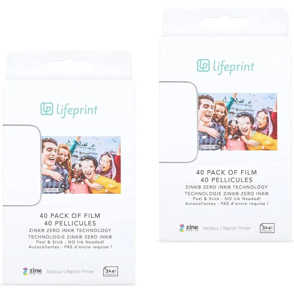 Papel fotográfico instantáneo Lifeprint Premium Zink, paquete de 80, tamaño 3x4, compatible con impresoras Lifeprint 3x4