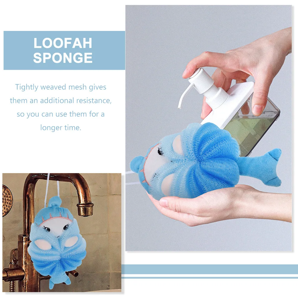 

2Pcs Kids Cartoon Bath Sponge Body Scrubber Baby Skin Cleaning Exfoliating Balls Shower Loofah Soft Bathing Accessory