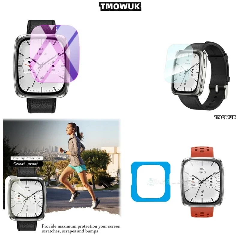 

For Amazfit Active 2 Square Active2 Screen Protector Watch Film HD Clear Tempered Glass 9H Anti - Scratch TMOWUK