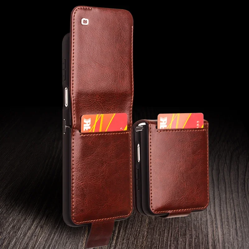 QIALINO 100% Natural Genuine Leather Case for Samsung Galaxy Z Flip5 5G Premium Cowhide Wallet Cover for Samsung Z Flip 5 Case