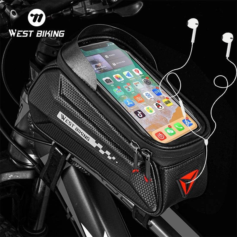 

WEST BIKING Bike Bag Tools Pannier Waterproof Reflective Front Frame Phone Bag MTB Road Bike Saddle Bag Cycling Accessories