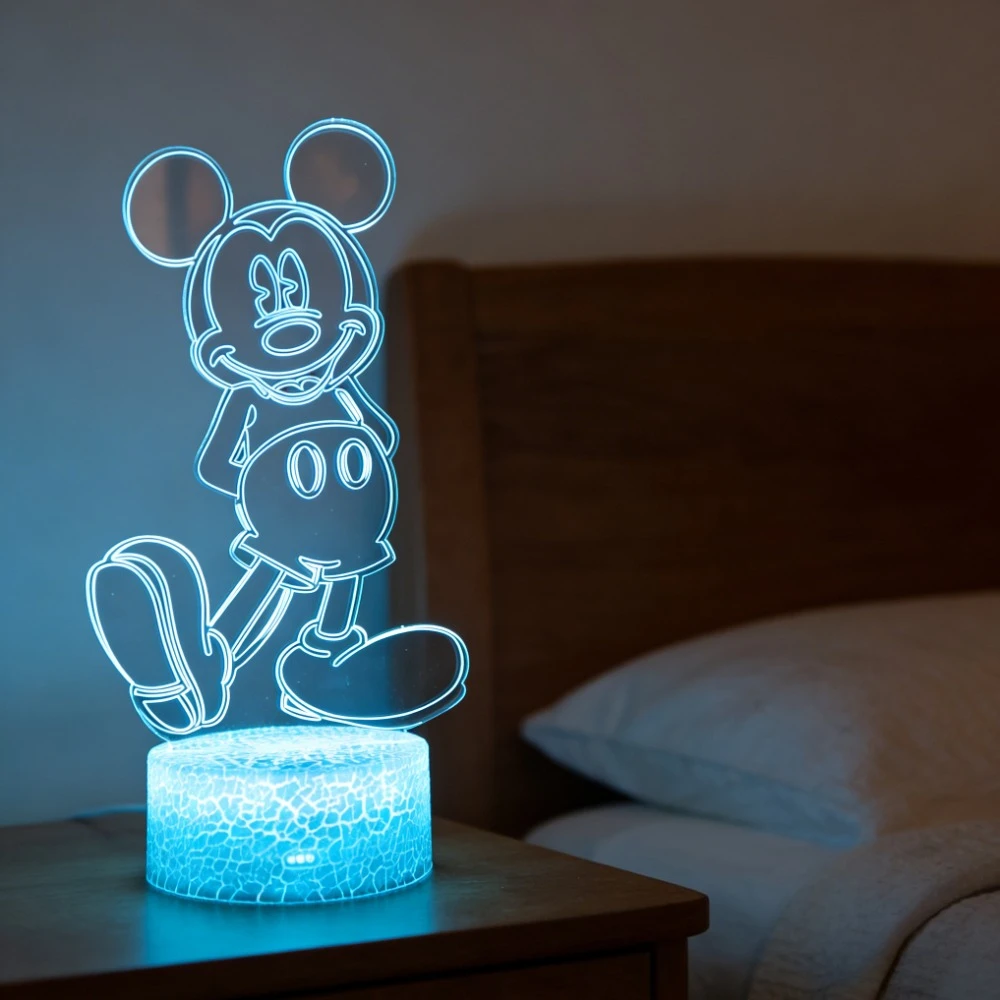 ثلاثية الأبعاد ضوء الليل ديزني الكرتون ميني ميكي ماوس الاكريليك اللمس ثلاثية الأبعاد الوهم مصباح غرفة نوم ديكور الجدول مصباح ألعاب أطفال الهدايا