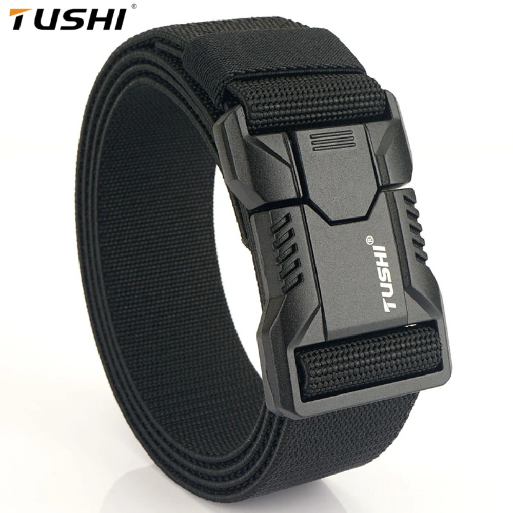 

TUSHI brand New tactical aluminum alloy buckle training elastic nylon men's waist belt outdoor versatile workwear quick release