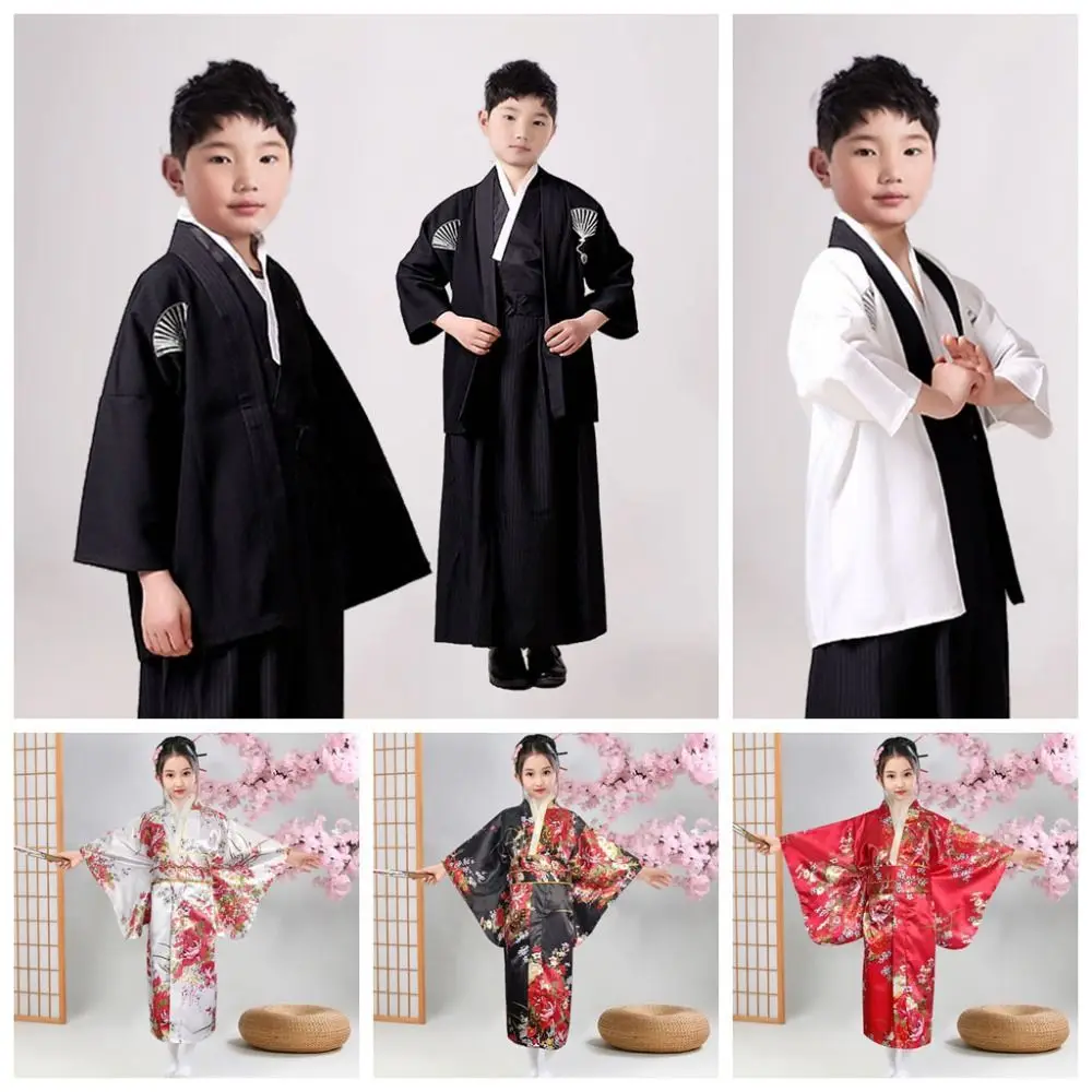 Printed Floral Children Traditional Japanese Kimono Japanese Style Elegance Sakura Girl Kimono Dress New Asian