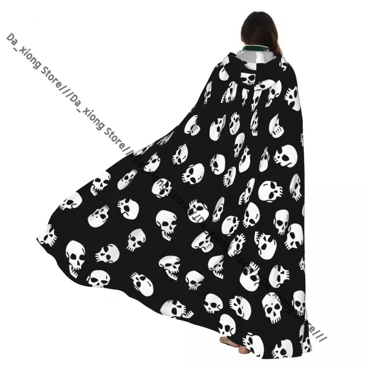 

Geometric Cool Halloween Skulls Witch Cloak Halloween Cosplay Costume Adult Unisex Cloak Retro Ages Cape