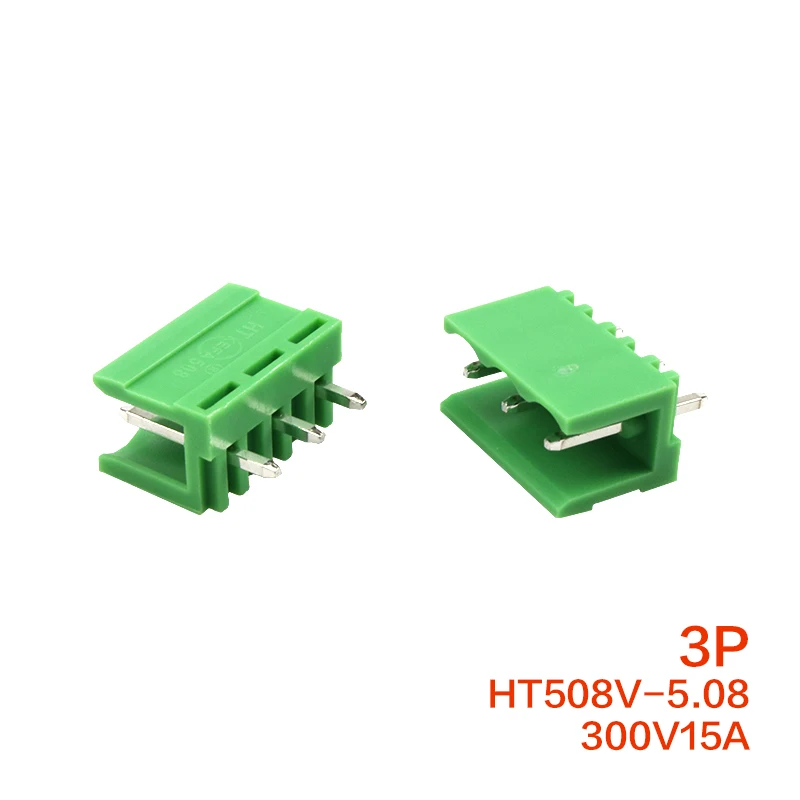 10Sets HT5.08K + HT5.08V 2/3/4/5/6/7/8P 300V15A 5.08mm avec connecteur mâle droit Vertical Pcb fil bornier à vis