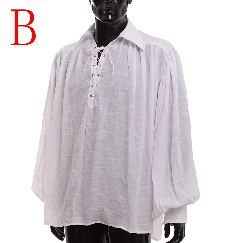 Camicia pirata per donna uomo medievale Halloween Cosplay Vampire Clothes theatre Poet Costume Tops