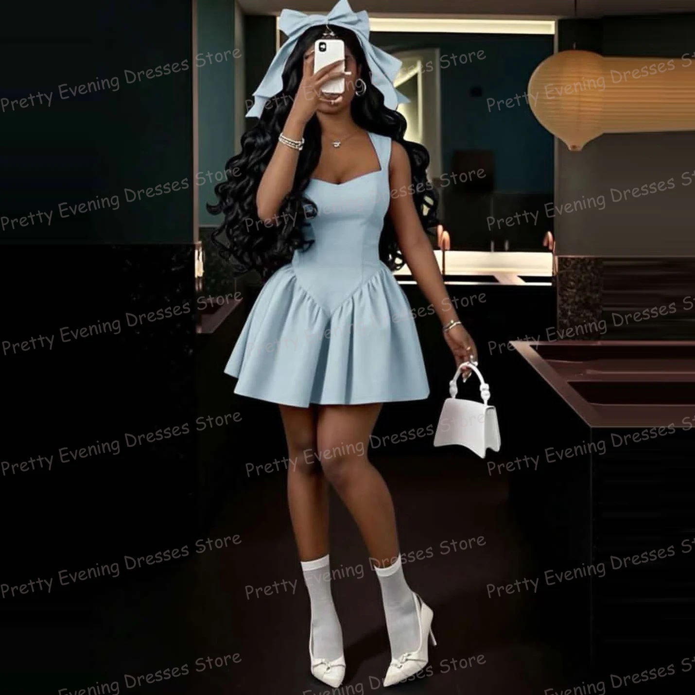 

Simple Short Cocktail Dresses A Line Woman's Sexy Boat Neck Satin Backless Prom Gowns Graduation Vestidos De Noche Customized