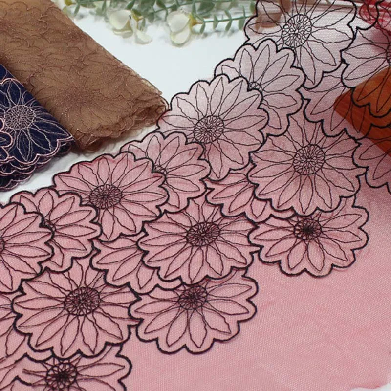 

35 ярдов кружевная бейка с цветочной вышивкой по подолу юбки для одежды, аксессуары, нижнее белье, платье, шитье, кружевная ткань