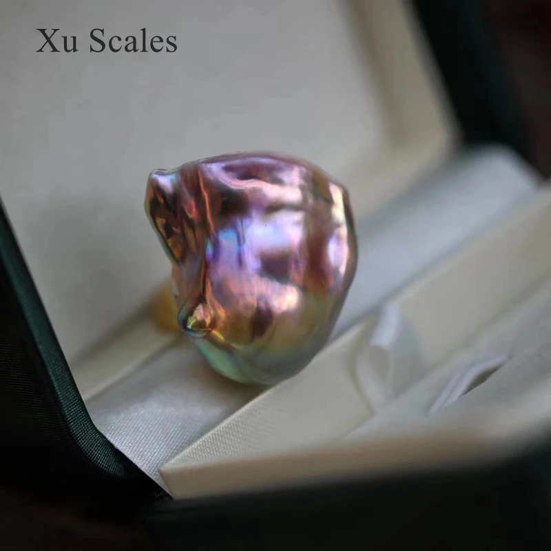 High Quality 100% Natural FreshWater Mixed Color Baroque Ring Pearl Irregular Mirror Aurora Gradient Personalized Exquisite Gift