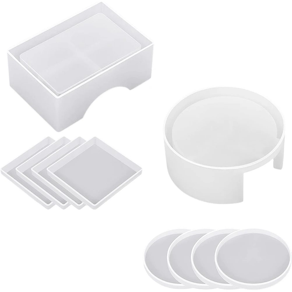 

Silicone Coaster Molds Epoxy Resin DIY Crystal Accessories Round Square Coaster Holder Casting Tools Jewelry Parts
