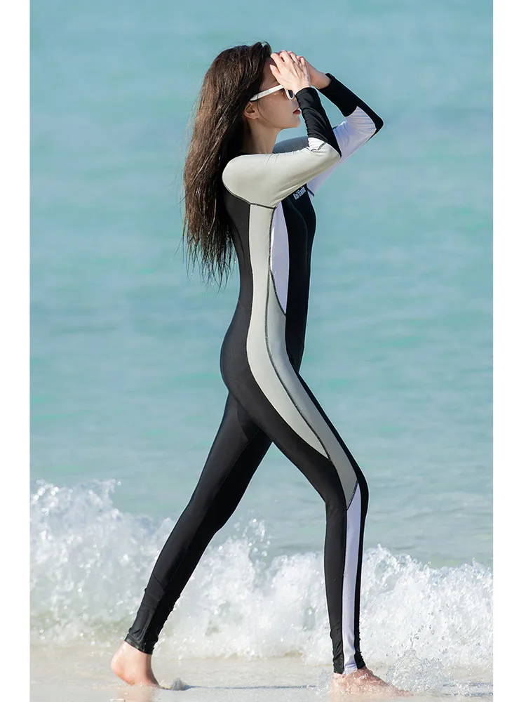 Full Body Swimsuit Swim Suit Full Coverage - Long Legs Long Sleeves for Women One Piece Rash Guard