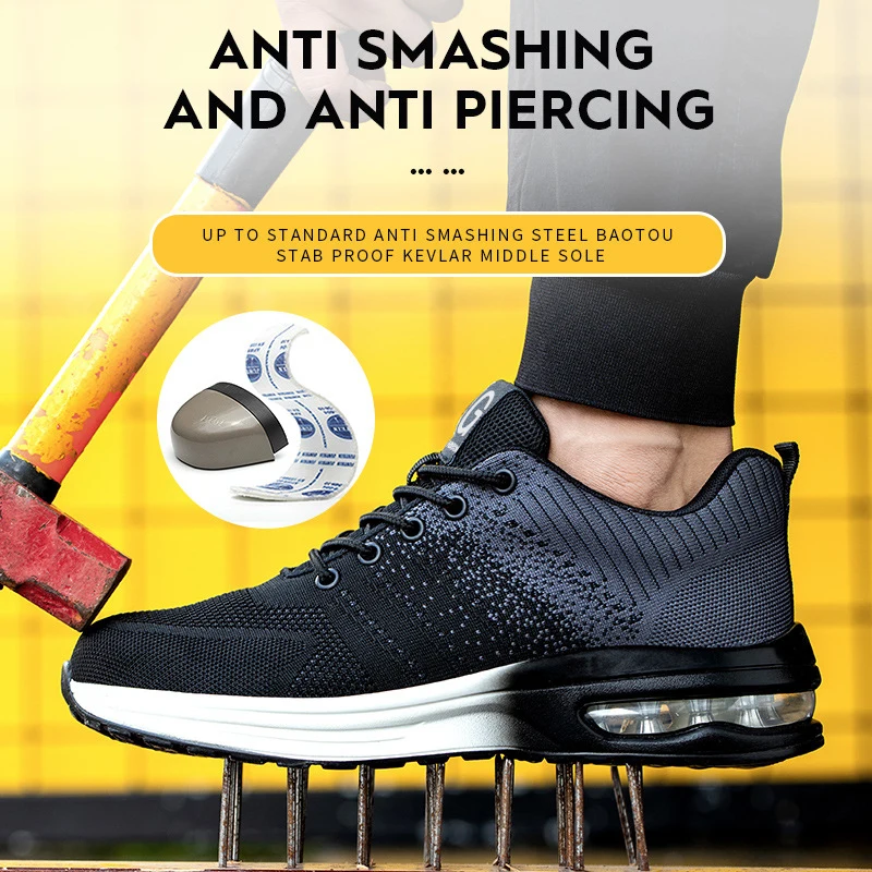 Anti Smash Protective Work Shoes Men Women Anti-puncture Indestructible Shoes Air Cushion Work Shoes Steel Toe Safety Shoes Man