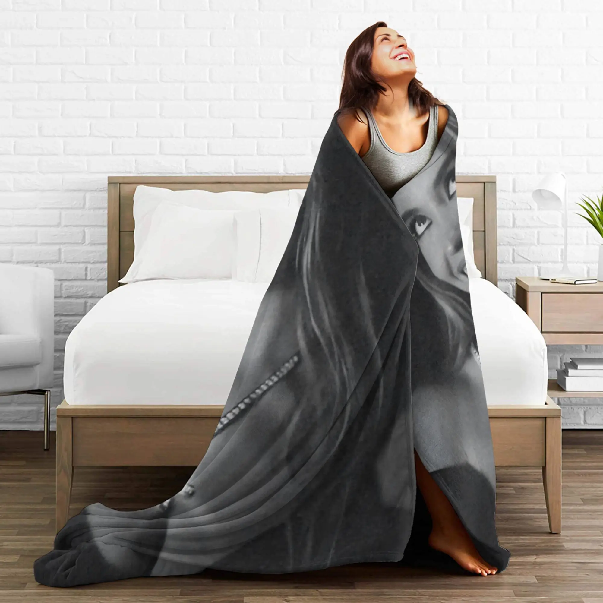 بطانية دافئة ناعمة التخييم سيدني سويني الممثلة الأمريكية صورة نمط الفراش يلقي الفانيلا المفرش لغرفة النوم غطاء أريكة