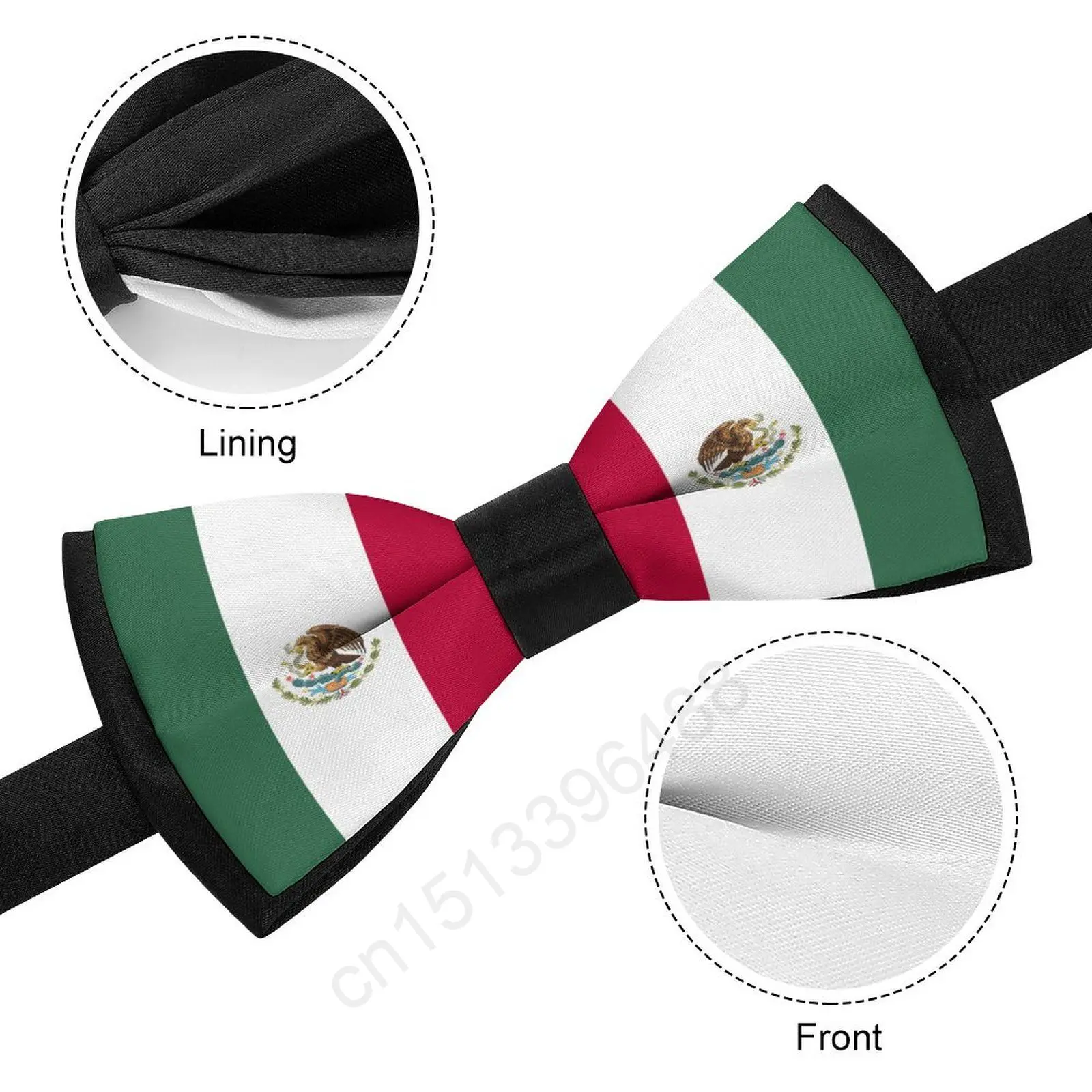 新しいポリエステルメキシコ旗ボウタイ男性のファッションカジュアルメンズ蝶ネクタイクラバットネックウェア用ウェディングパーティースーツネクタイ