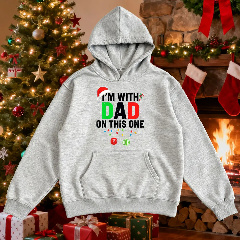 أنا مع والد على هذا واحد مضحك مطابقة الأسرة عيد الميلاد هوديس عيد الميلاد سعيد الرجال النساء طويلة الأكمام البلوز الرجال الملابس #5