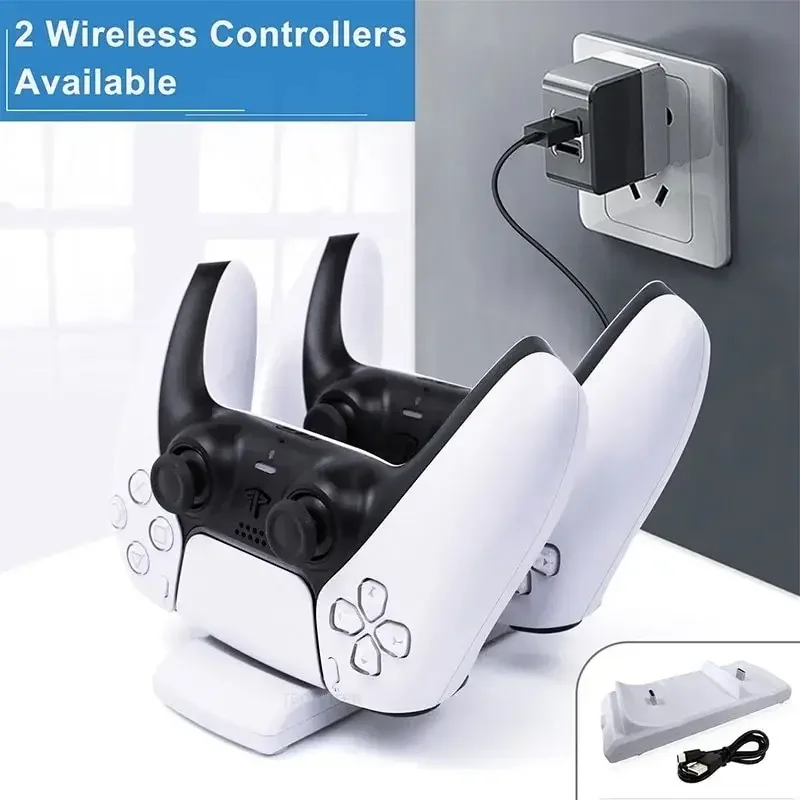 Cargador rápido Dual para controlador inalámbrico PS5, Base de estación de carga USB tipo C, soporte para accesorios de mando Sony PS5