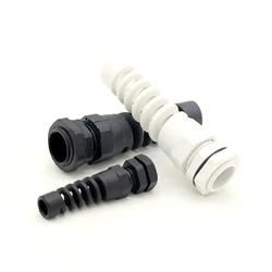 Nylon connector cable gland with stainless steel bend protection PG7-PG21 spiral locknut Black and White