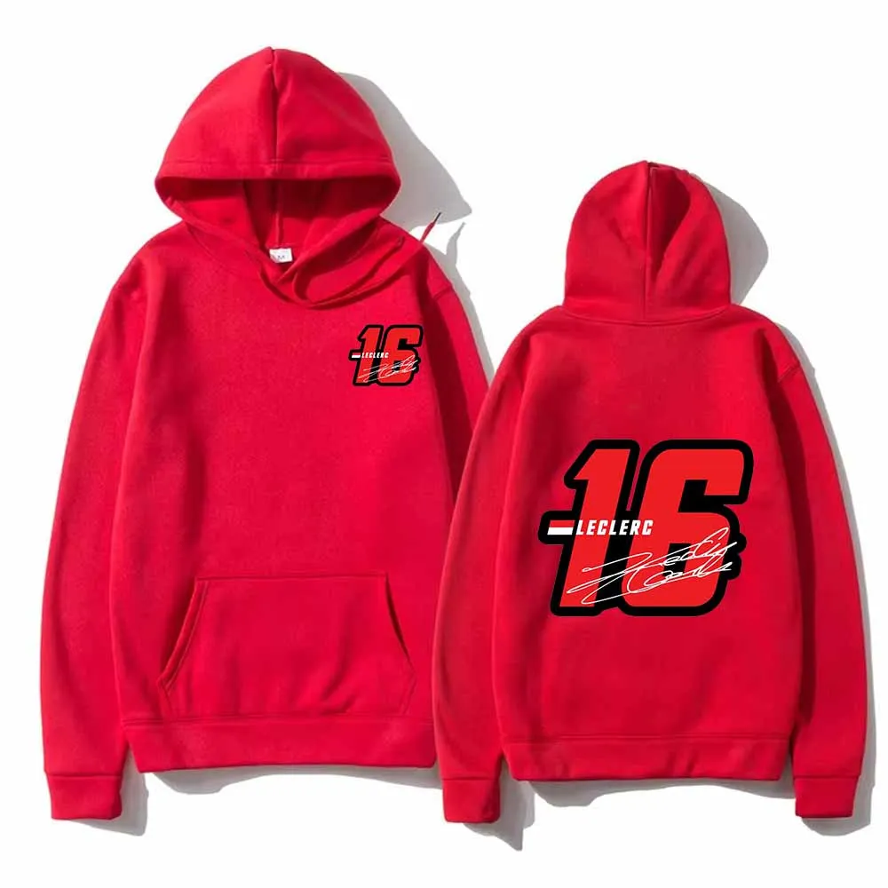 Fashion Hoodies Graphic Sweatshirts Loose Drawstring Number 16 Charles Leclerc Racer Printed Hooded Pullover Unisex Tops