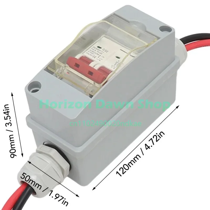 IP65 Waterproof Distribution Box 2P 32A DC500V MCB Circuit Protection Disconnect Switch