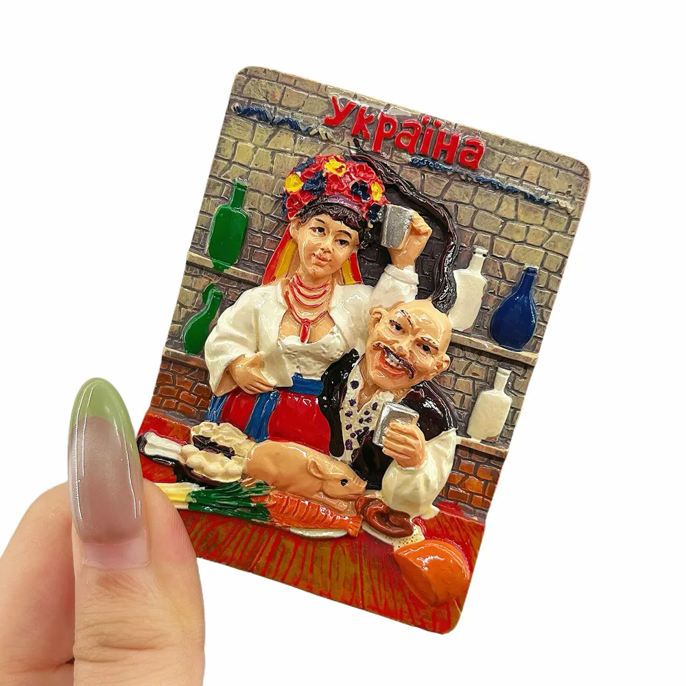 Ukraine & Odesa 3D Resin Fridge Magnet Set, Ukrainian Folk Art Sculpture Souvenir, Historical Travel Gift & Collectible