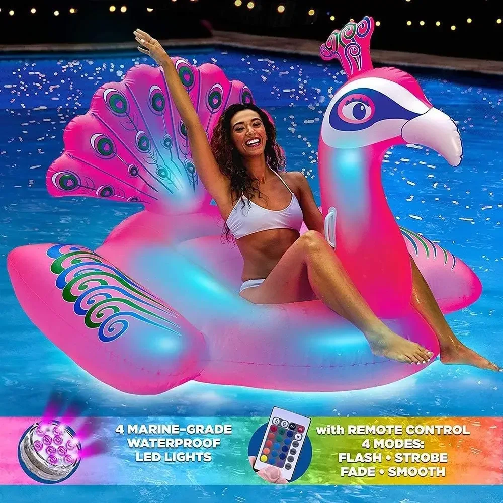 

Inflatable Pool Floats Airbeds Inflatable Peacock Floating Drainage On The Inflatable Mount is Convenient for