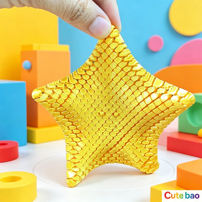 3D Printed Articulated Starfish Stress Relief Toy Flexible Fidget Toy Movable Joints Decompression Toy Marine Animal Desk Decor