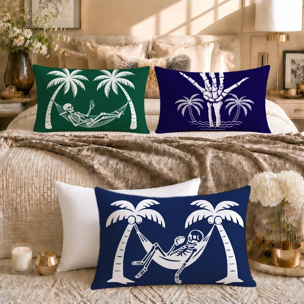 Skeleton Beach Vibes Funny Cushion Cover Soft Rectangle Pillowcover Home Sofa Living Room Decor Dorm Bed Hogar Pillowcase Gift