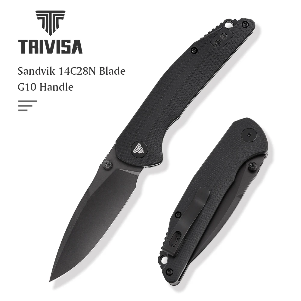 

TRIVISA Arae-03B EDC Pocket Folding Knife 14C28N Blade, Camping Hunting Outdoor Bushcraft Cool Tool with Gift Box,Certificate