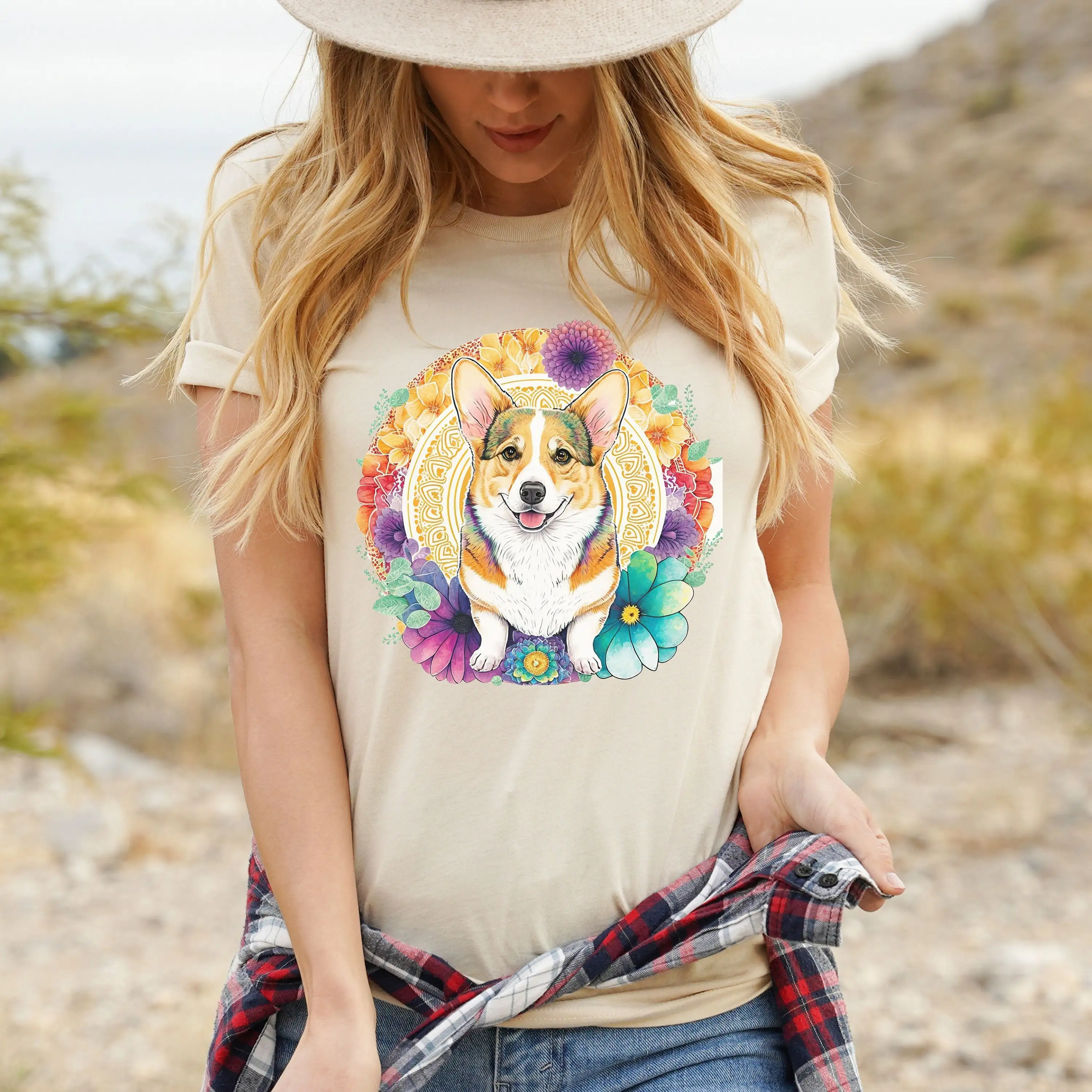 

Футболка корги Dog Mom Pembroke Welsh Flowers для