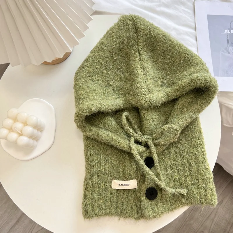 2026 Women Balaclava Hat Scarf 2‑in‑1, Knitted Hooded Neck Warmer, Ear‑Cover Warm Winter Beanie for Autumn Winter