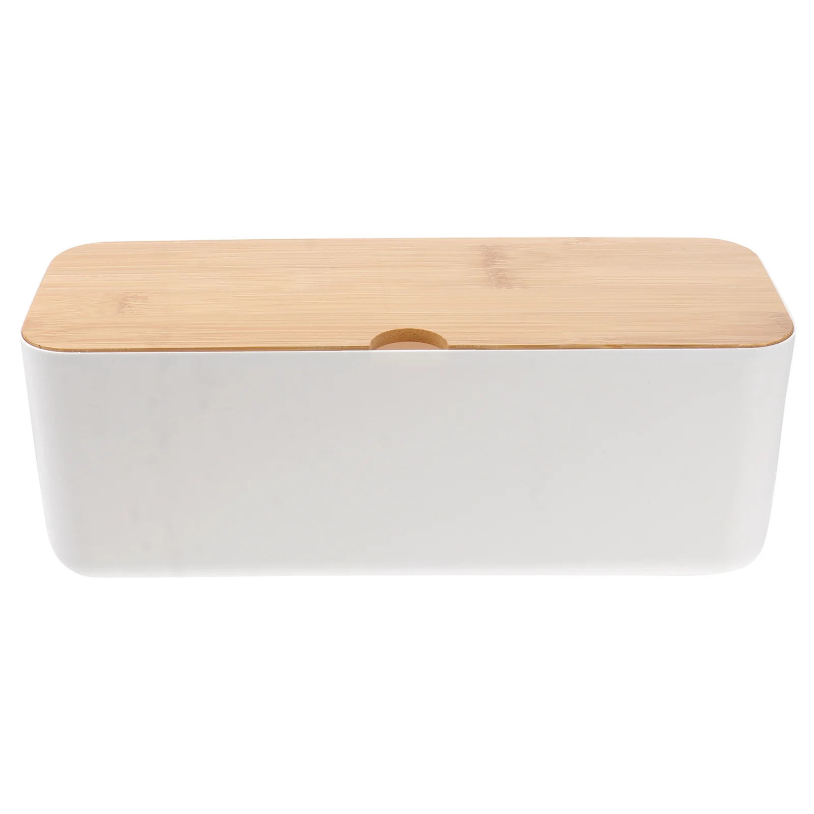 Scatola per la gestione dei cavi Scatola portaoggetti per ciabatta in plastica bianca con coperchio in legno per nascondere cavi per organizer per cavi per ufficio domestico