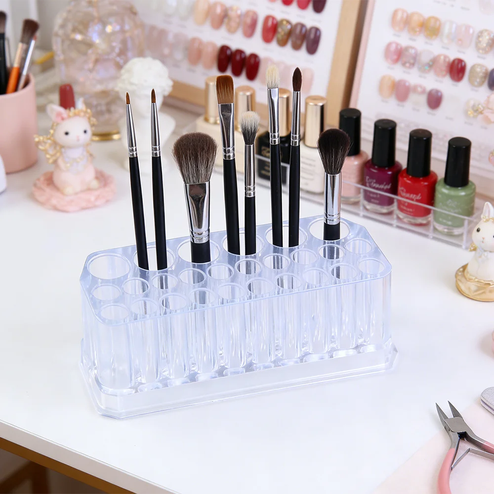 

26 Grids Acrylic Pen Holder Clear 26-Hole Nail Art Brush & Pen Storage Rack Space Saving Manicure Tool Organizer For DIY Nails