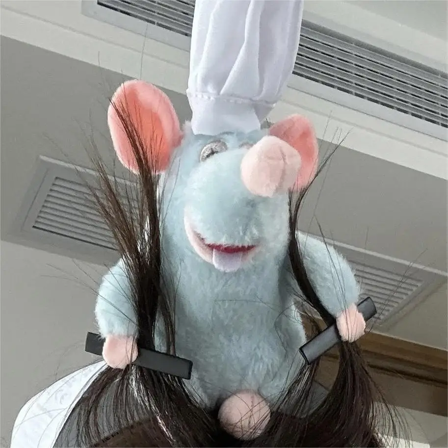 Women Cartoon Remy Ratatouille Headwear Cute Mouse Headband Hairpin Halloween Costume Cosplay Anime Plush Doll Toys Gifts