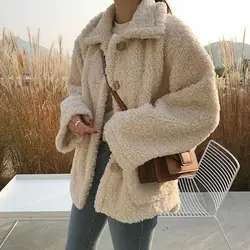 Women's Coat Autumn and Winter Imitation Lamb Wool New Thickened Warm Coat Korean Version Loose Wool Cotton Padded Jacket Women