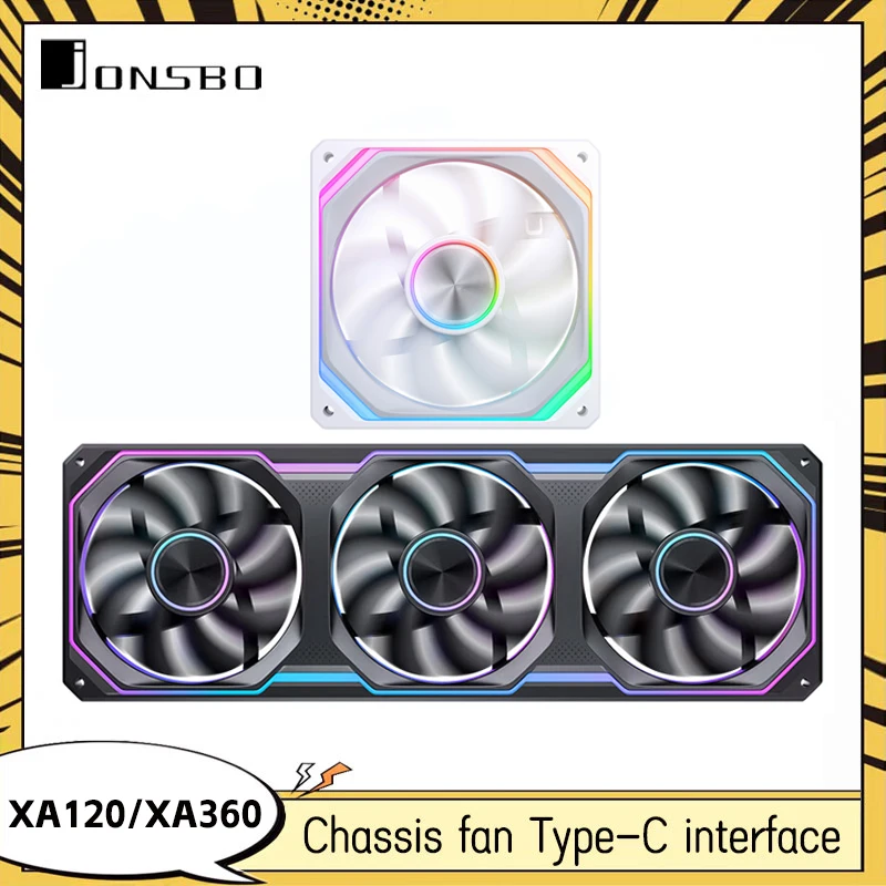 JONSBO XA-120/XA-360 Black Light and Shadow Blade Computer Case Fan ARGB 12CM Computer Cooling Integrated Fan  Forward/Reverse