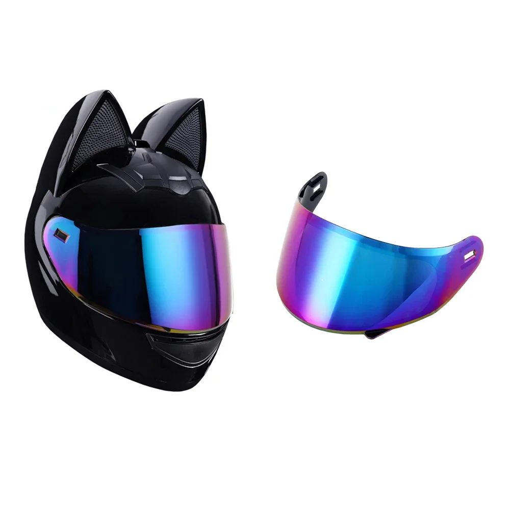 For HNJ Cat Ear Motorcycle Helmet Lens Full Face Moto Helmet Visors Transparent Colorful Easy To Install Multipurpose