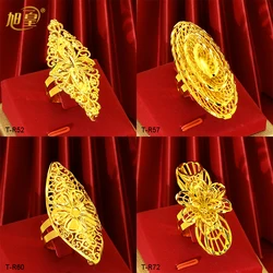 XUHUANG Dubai Gold Color Rings For Women Wedding Africa Bride Indian Fashion Hawaiian Jewelry Party Gifts New Style