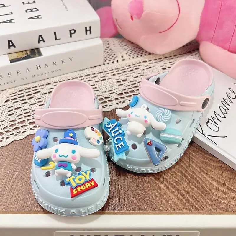 Kawaii Sanrio Pochacco Cave Shoes girl‘s  Summer Sandals With Thick Heels Kuromi Cinnamoroll Casual Slippers Female Girl Gift